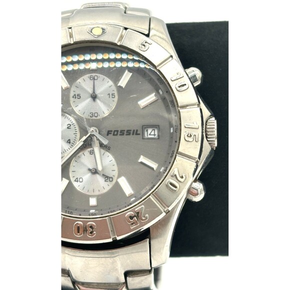 Fossil Watch Blue CH-2331 Men's 42mm Gray Dial Chronograph Diver Watch Wide Link - Picture 3 of 16